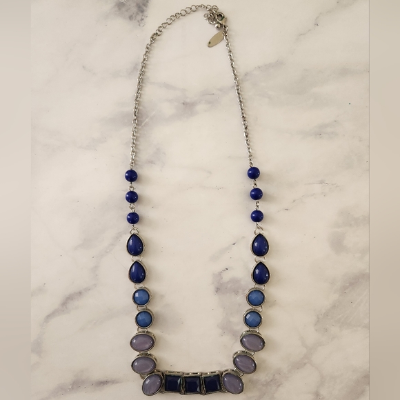 NY Collection Blue Stone Necklace - Picture 2 of 5